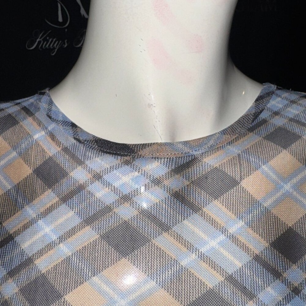 Straight From The Closet Plaid Mesh Top from La La Land - Picture 5 of 8